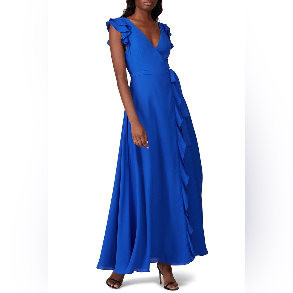 Fame and Partners Royal Blue Ruffle Maxi Dress